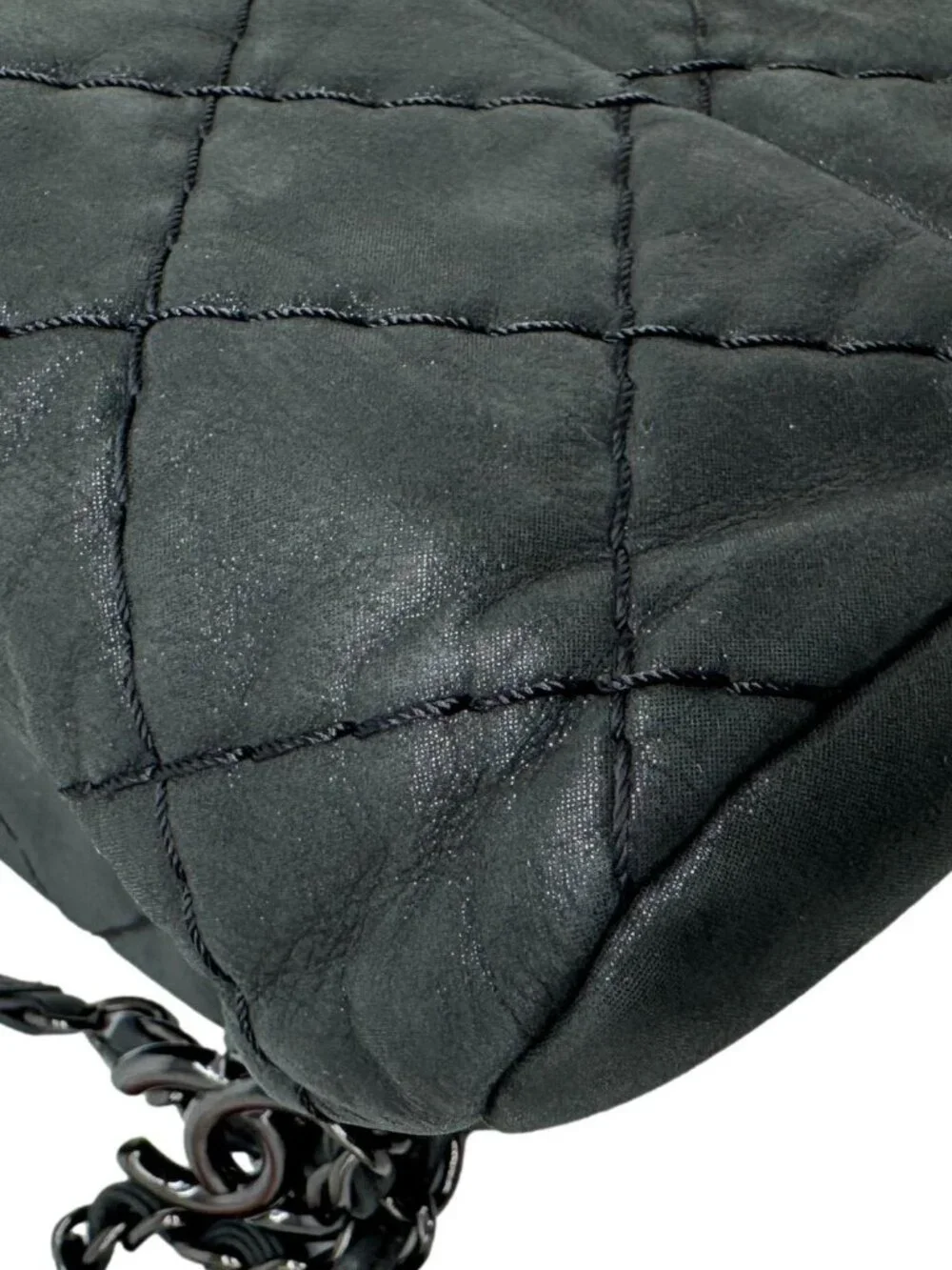 Chanel Just Mademoiselle Small Bowling Quilted Leather Shoulder Bag Black